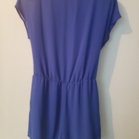 Decker Women's Royal Blue Sheer V-Neck Romper Small - Picture 8 of 8